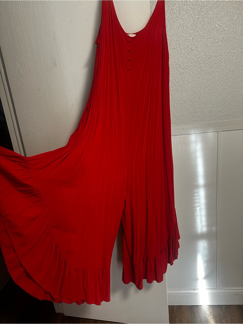 Rust Orange Cato Sleeveless Wide-Leg Jumpsuit with Ruffle Hem